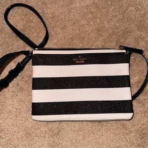 Kate Spade Black and White Striped Crossbody